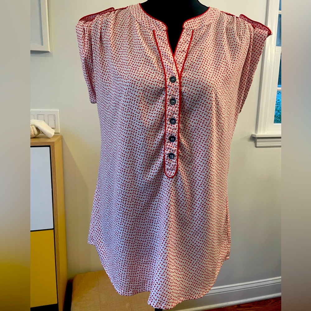 Red and white blouse